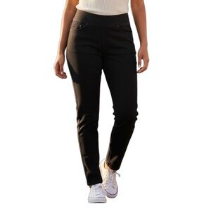 HUE L Light Black Stretch Denim Jeggings Elastic Waist R $58